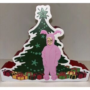 A Christmas Story Ralphie Pink Bunny Christmas Tree Wood Shelf Wall Decor